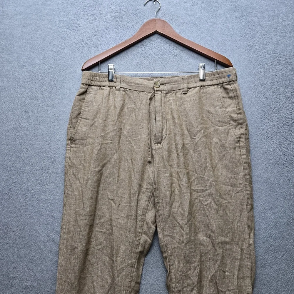 Banana Republic Men Pants 34X30 Tan Cotton Linen Dress Mason Athletic Tapered